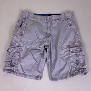 Iron Flex Cargo Shorts Men's Size 36 Gray Stretch Cotton Blend Casual Outdoor